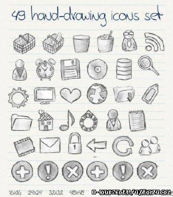 49 Hand Drawn Icons