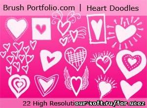 Кисти для Photoshop - Heart Doodles