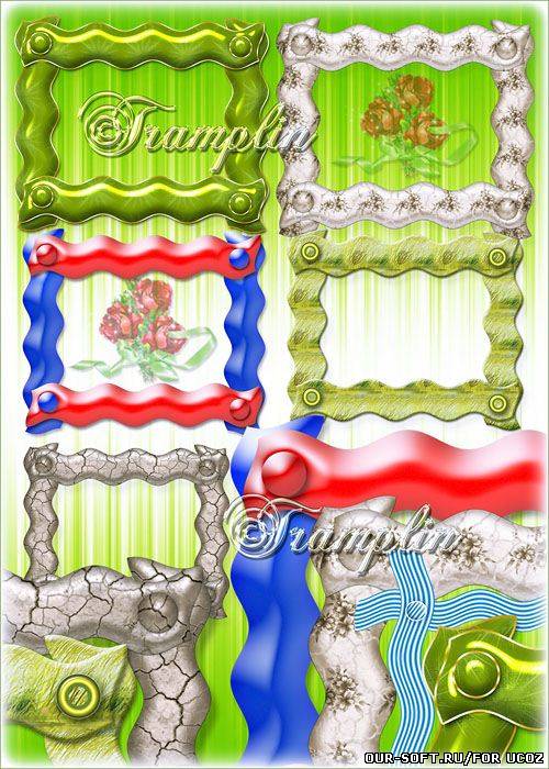 Волнистые рамки-вырезы с клепками на прозрачном фоне