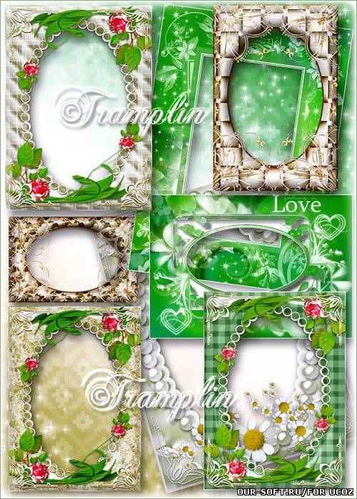 Коллекция из 20 рамок с завитками и цветами