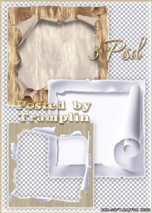 3 Psd исходника  - Рваные листы бумаги
