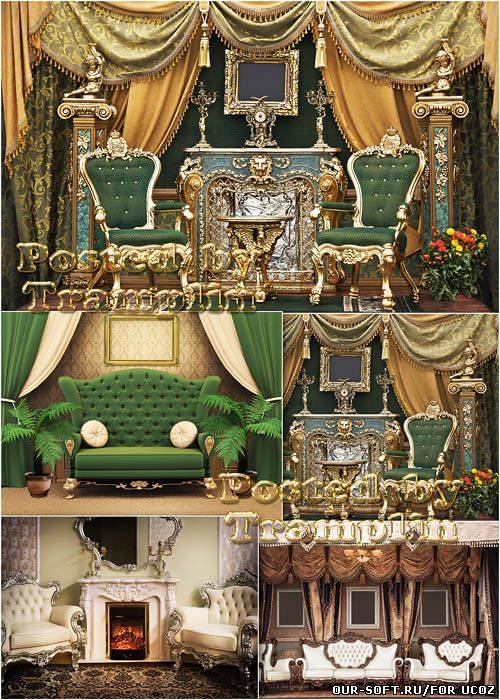 Шикарный интерьер – Кресла, диваны, картины, цветы, камин