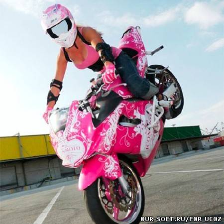 Шаблон для фотошопа - девушка на мотоцикле