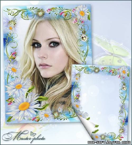 Цветочная летняя фоторамка - Милые ромашки