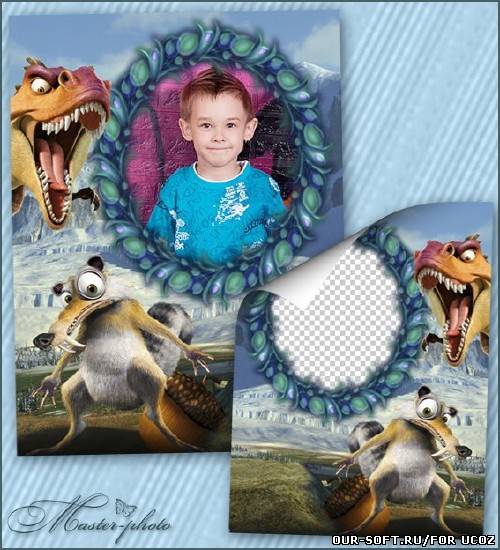 Детская фоторамка с белкой и динозавром - Ледниковый период