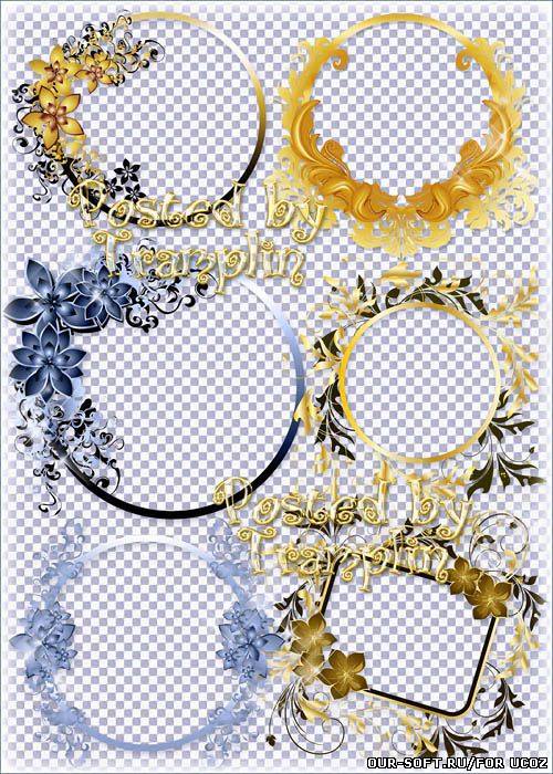 Разноцветные рамки-вырезы с цветочками и завитушками для виньеток