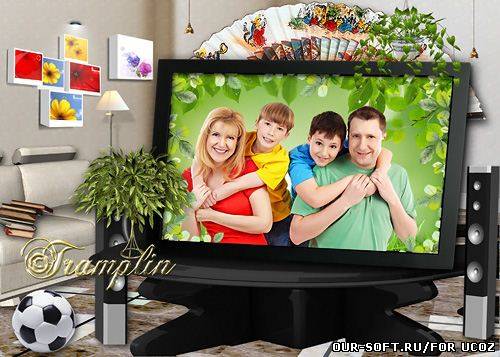 Многослойный Psd исходник  - Моя семья в телепередаче