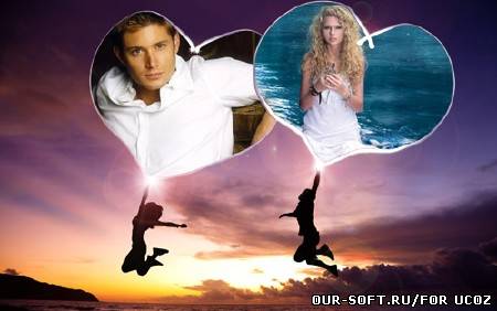 Рамка для фотошопа - световые сердца