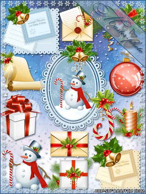 Новогодний Psd исходник для оформления работ в фотошопе