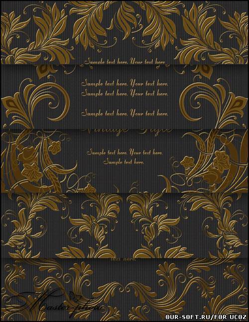 Золотые декоративные элементы для работы в фотошопе