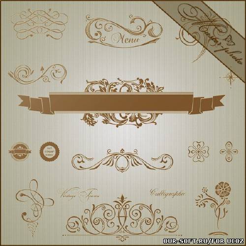 Золотые векторные элементы для творчества в фотошопе