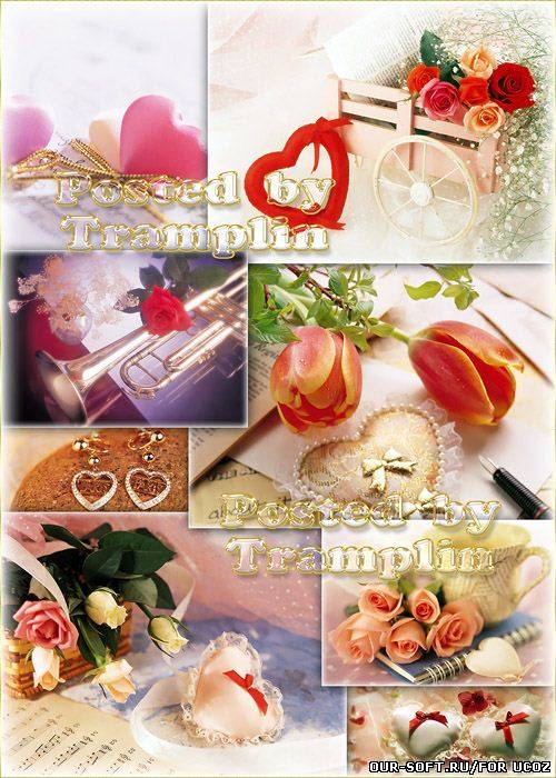 Фоны ко дню Святого Валентина с сердечками и цветами