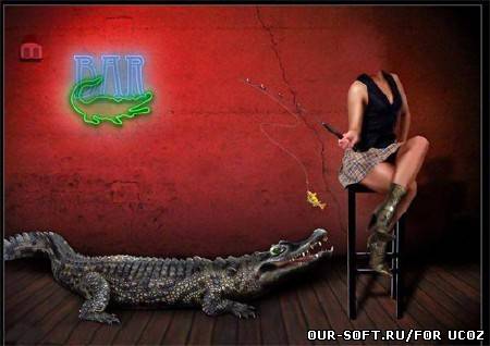 Шаблон psd женский - крокодил не ловится