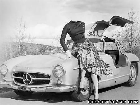 Шаблон psd женский - девушки 60-х и автомобили