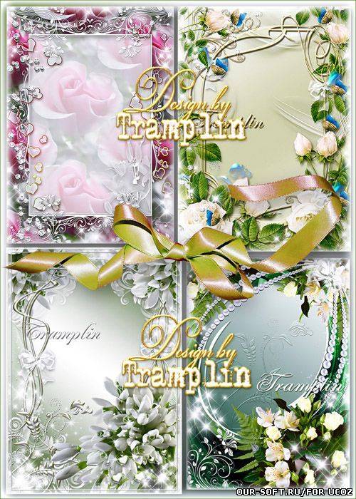 Сборник весенних цветочных рамок – Тюльпаны, подснежники, белые розы