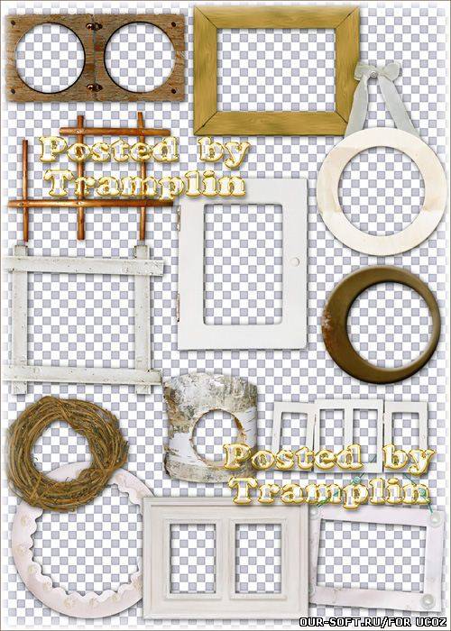 Клипарт на прозрачном фоне – Рамки-вырезы из природного материала