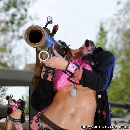 Шаблон для фотошопа - красавица на вооружении