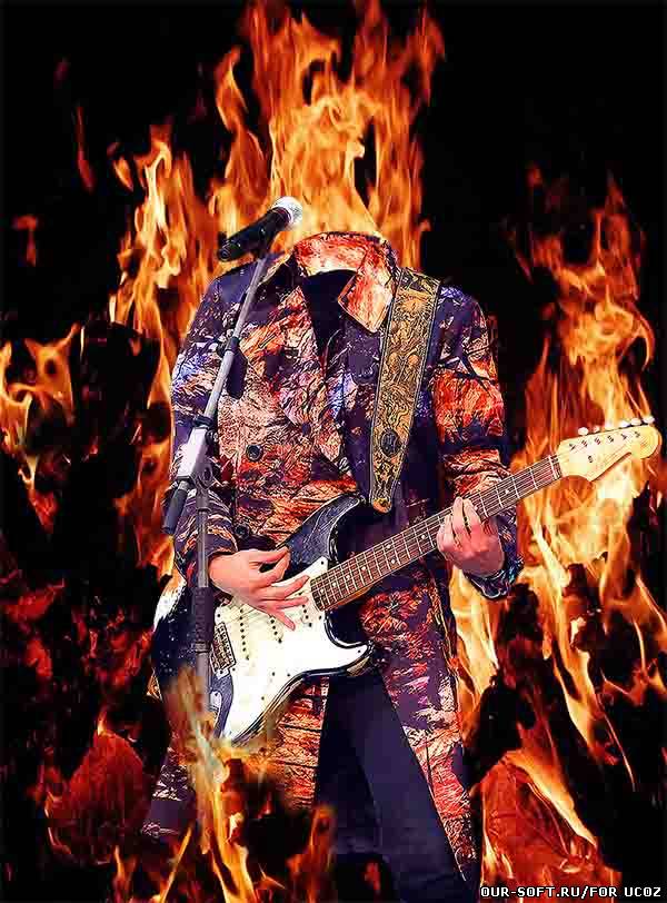 Мужской шаблон-певец с электрогитарой