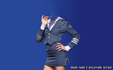 Шаблон для фотомонтажа - Девушка в хорошенькой униформе