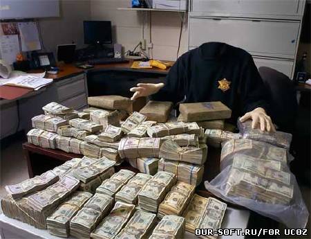 Шаблон для фото - Страж порядка и предостаточно долларов