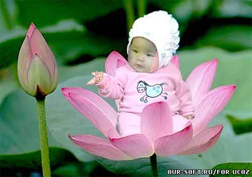 Детский шаблон-ребенок в цветах