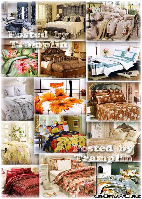 Фото клипарт – Интерьер спальни и постельное белье