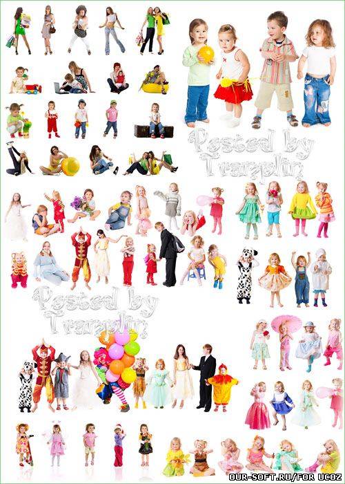 Растровый клипарт - Дети на белом фоне