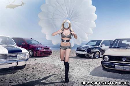 PSD шаблон - Девушка приземлилась