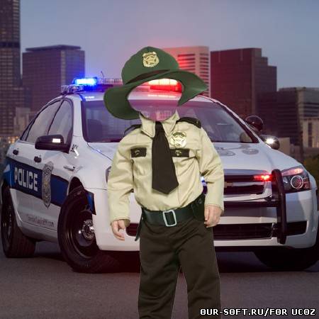 Шаблон для фотомонтажа - Малыш юный полицейский
