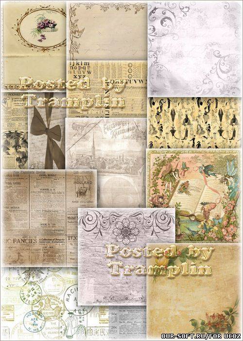 Фоны в стиле ретро – Газеты, цветы, лица, печати