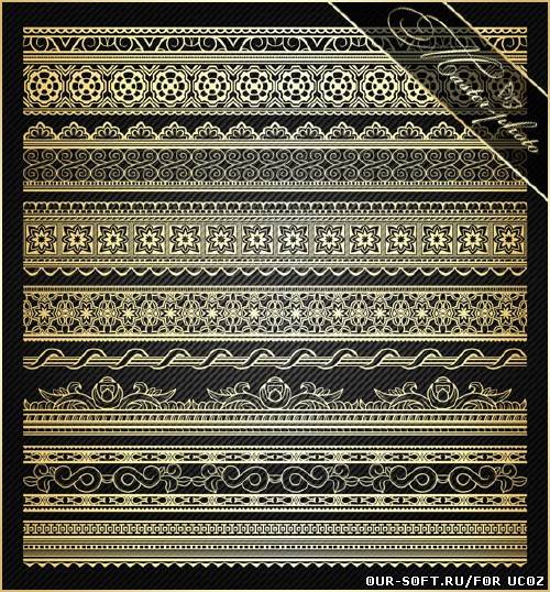 Многослойный PSD исходник - Золотые бордюры