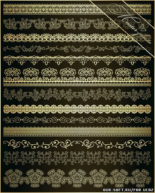 Многослойный PSD исходник для фотошопа - Золотой ажур