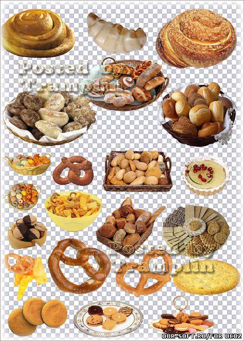 Булочки, пряники, пирожки – Выпечка на прозрачном фоне