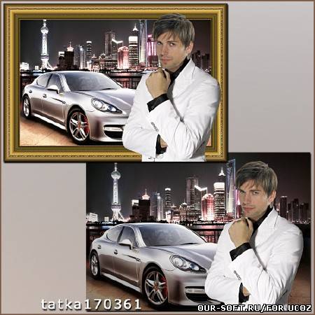 Мужской шаблон для фотошопа - Ночная прогулка по спящему городу