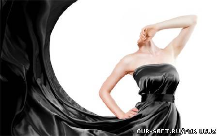 Шаблон psd женский - В красивом черном платье