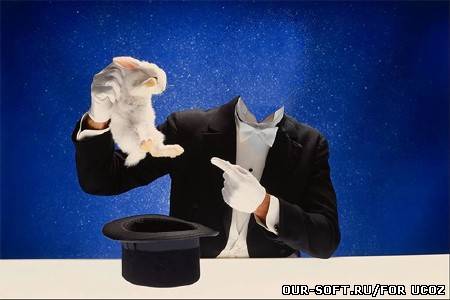 PSD шаблон - Фокусник и милый кролик