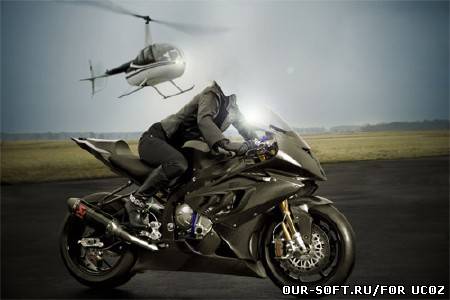 Шаблон для фотомонтажа - Девушка на мотобайке