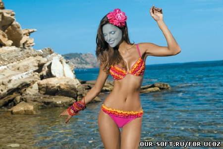 Шаблон psd женский - Девушка в прозрачной воде