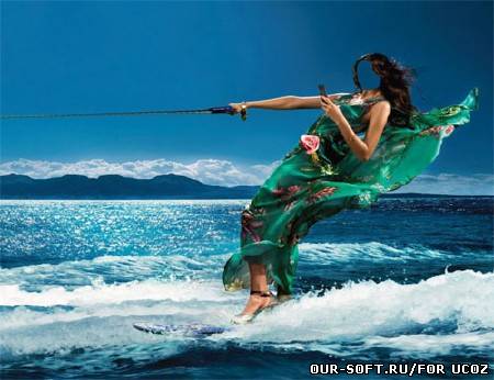 Шаблон для фотомонтажа - Девушка на доске