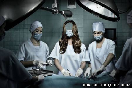 Шаблон для фотошопа - Хирург на операции