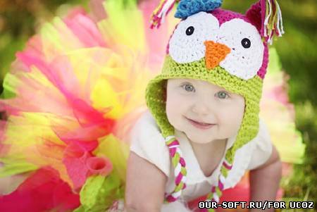 Шаблон детский - Малышка в красивой шапочке