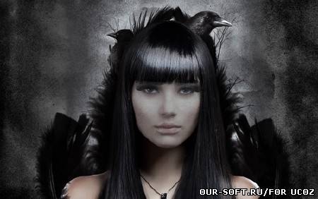 Загадочная красотка с длинными волосами - женский шаблон