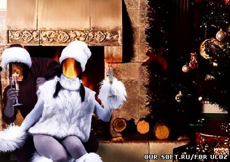 Двойной шаблон - Рождество у камина