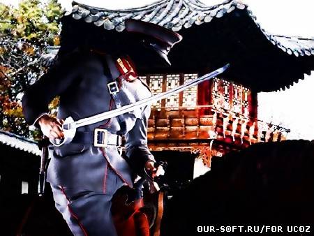 Шаблон мужской - японский воин на коне