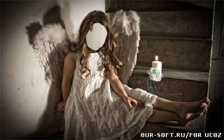 Шаблон для детей - Девочка ангел с крыльями