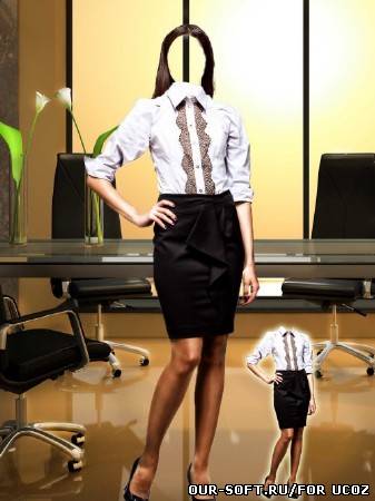 Фотошаблон женский - В офисе