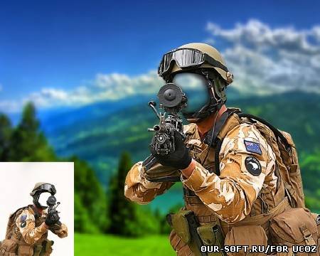 Psd для фото - Солдат американской армии