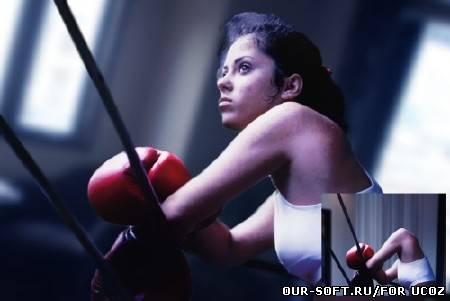 Фотошаблон для фотомонтажа - Девушка боксер