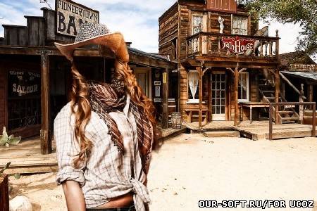 Фотошаблон для фотомонтажа - Возле салуна