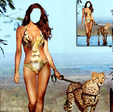 Шаблон для Photoshop - На отдыхе с ягуаром